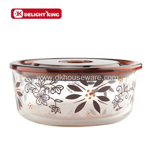 Vacuum Glass Food Container with Customized Decal Pattern